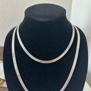 Monet Silver Tone Chain Necklace Set 17” & 25” – Classic Layered Look